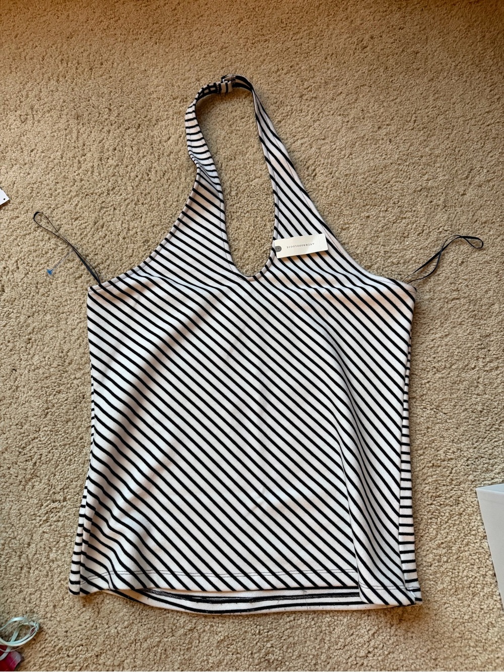 Anthropologie Black & White Striped Halter Camisole